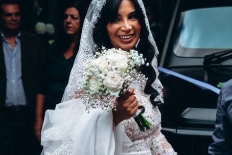 candid bride smiling