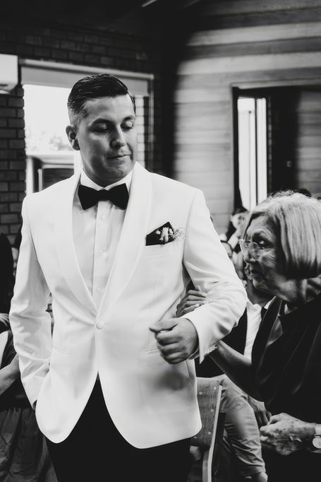 groom walking mum