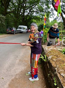 Ruth ready with the finish ribbon