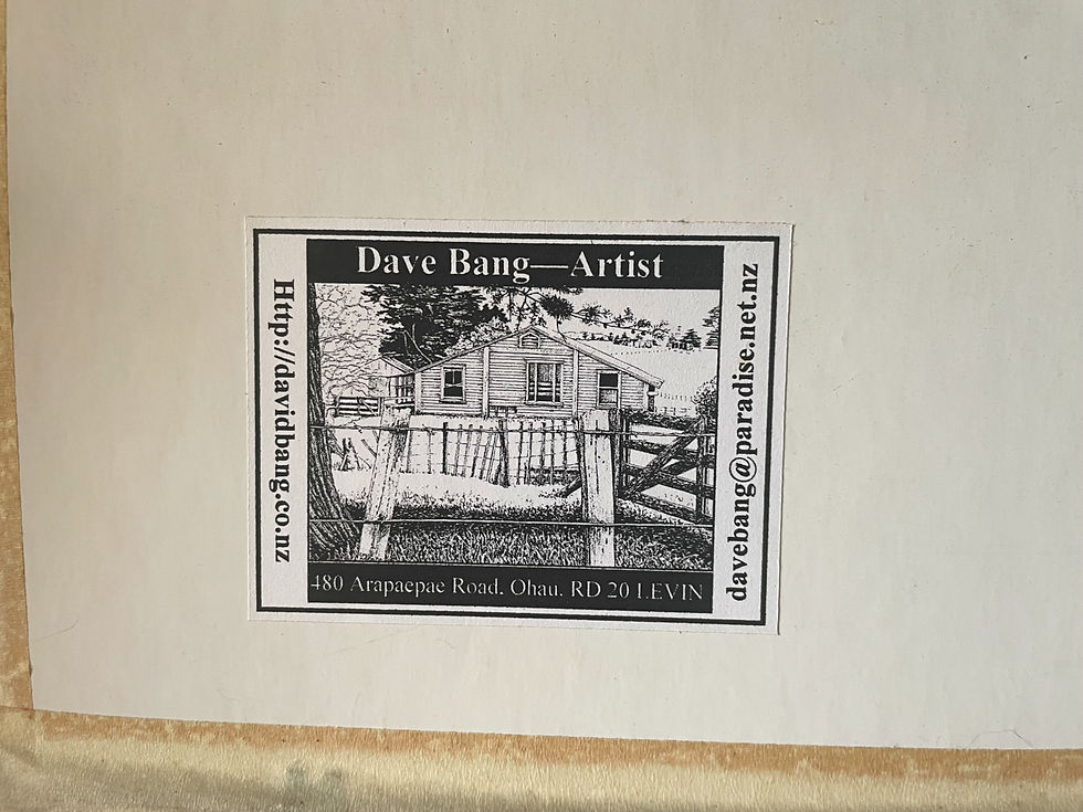 Thumbnail: artists label on the back of a painting