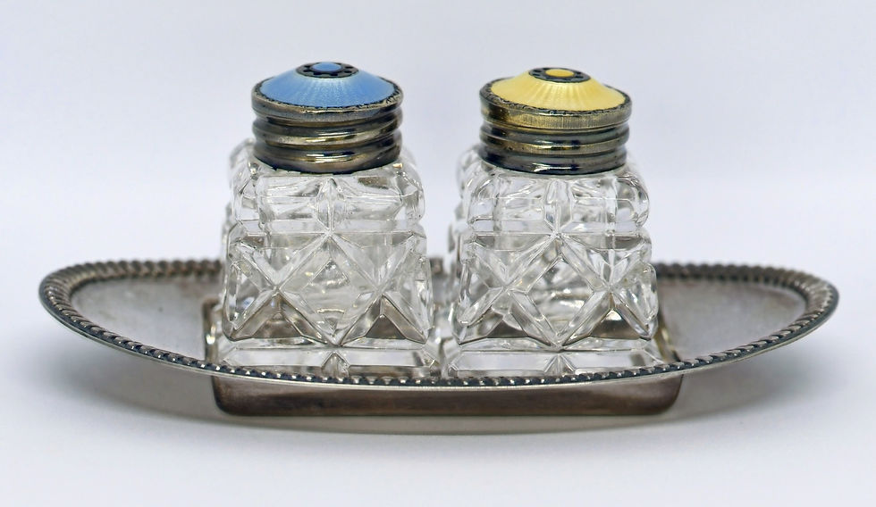 Sterling Silver and Enamel Salt & Pepper Shakers