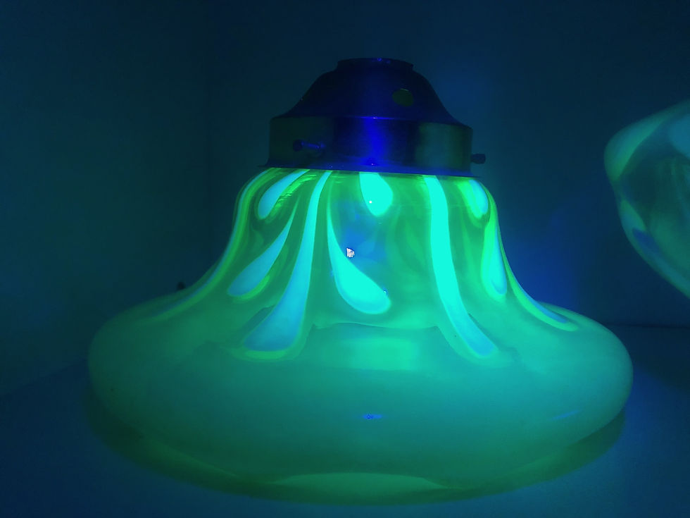 Bell shaped uranium glass lampshade