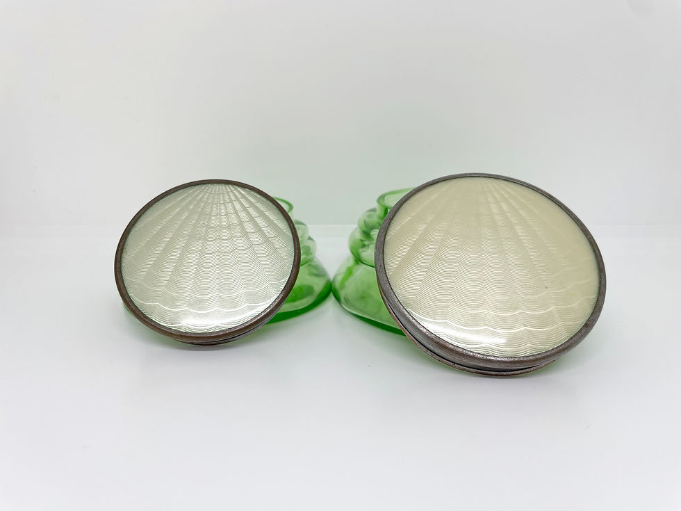 Thumbnail: vintage green glass jars with lids
