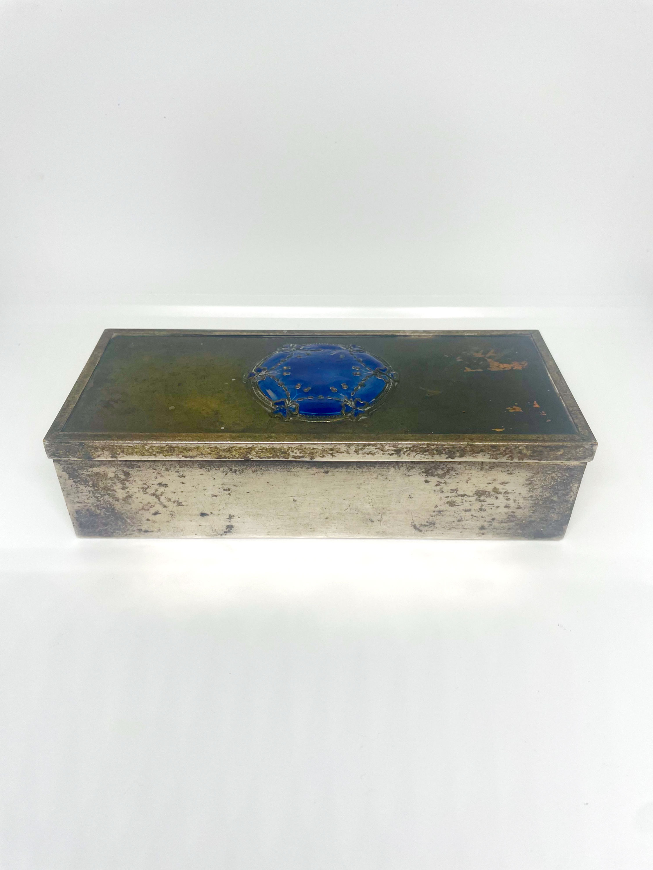 vintage silver cigarette tin