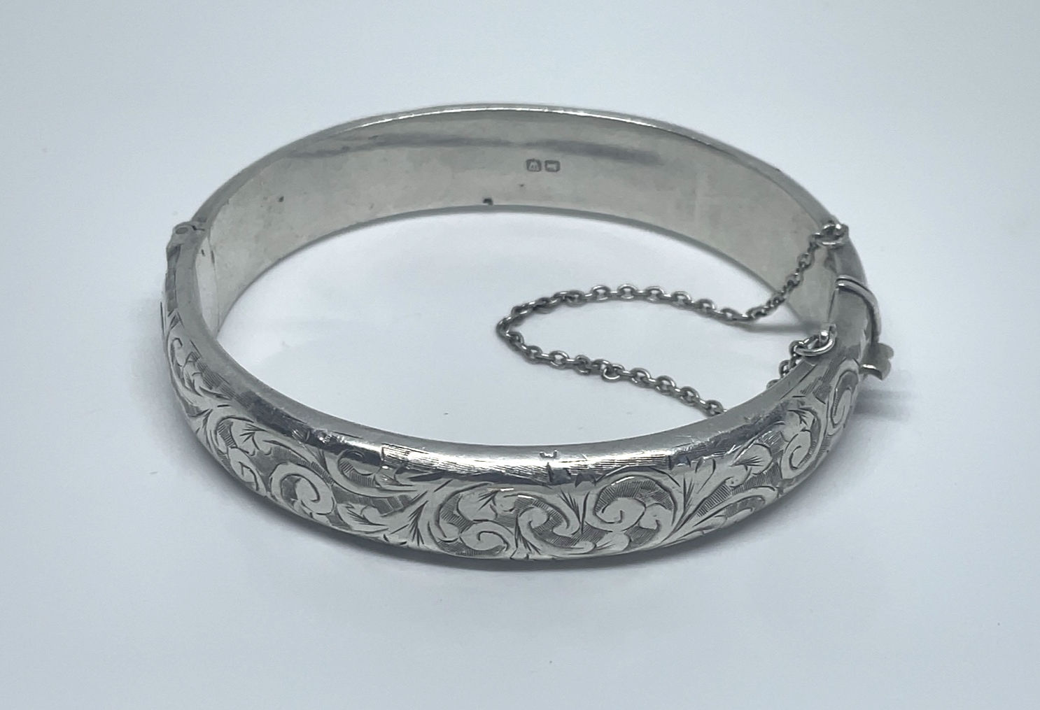 engraved silver bracelet