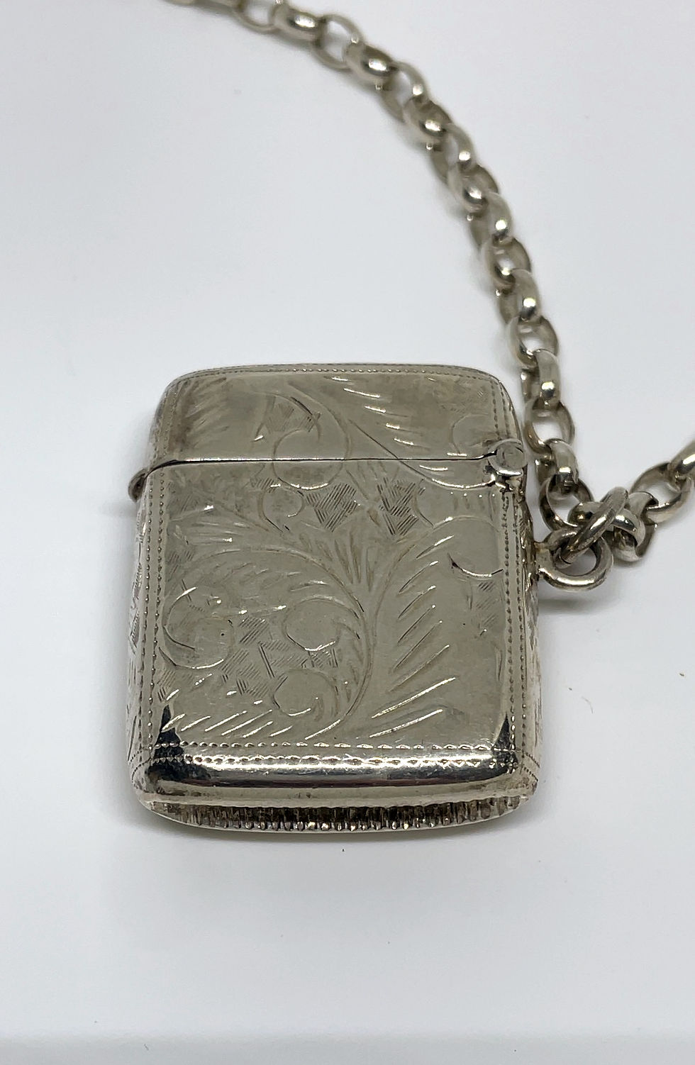 silver vesta case and chain