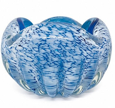 vintage blue glass bowl