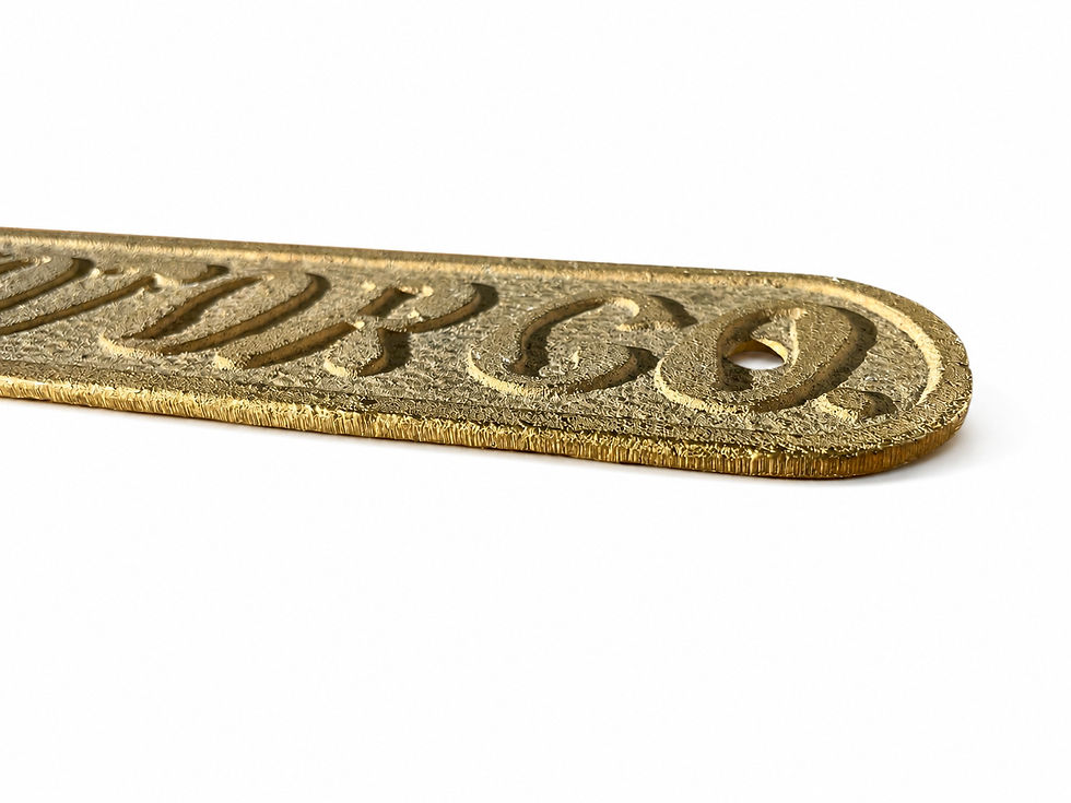Thumbnail: vintage brass plaque on white background