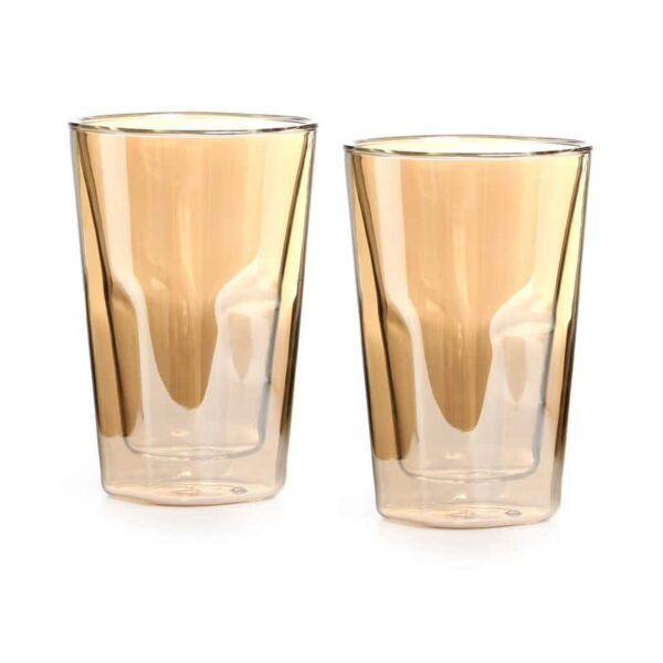 זוג כוסות דאבל גלאס אמבר
