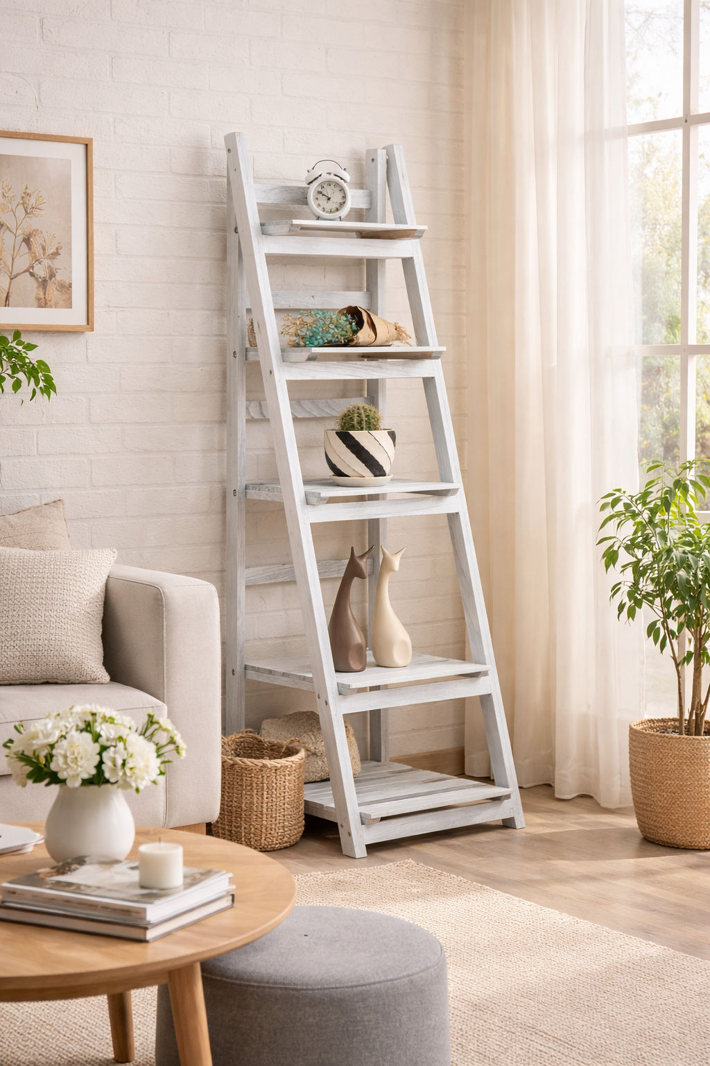 סולם מדפים דקורטיבי SCANDI WHITE