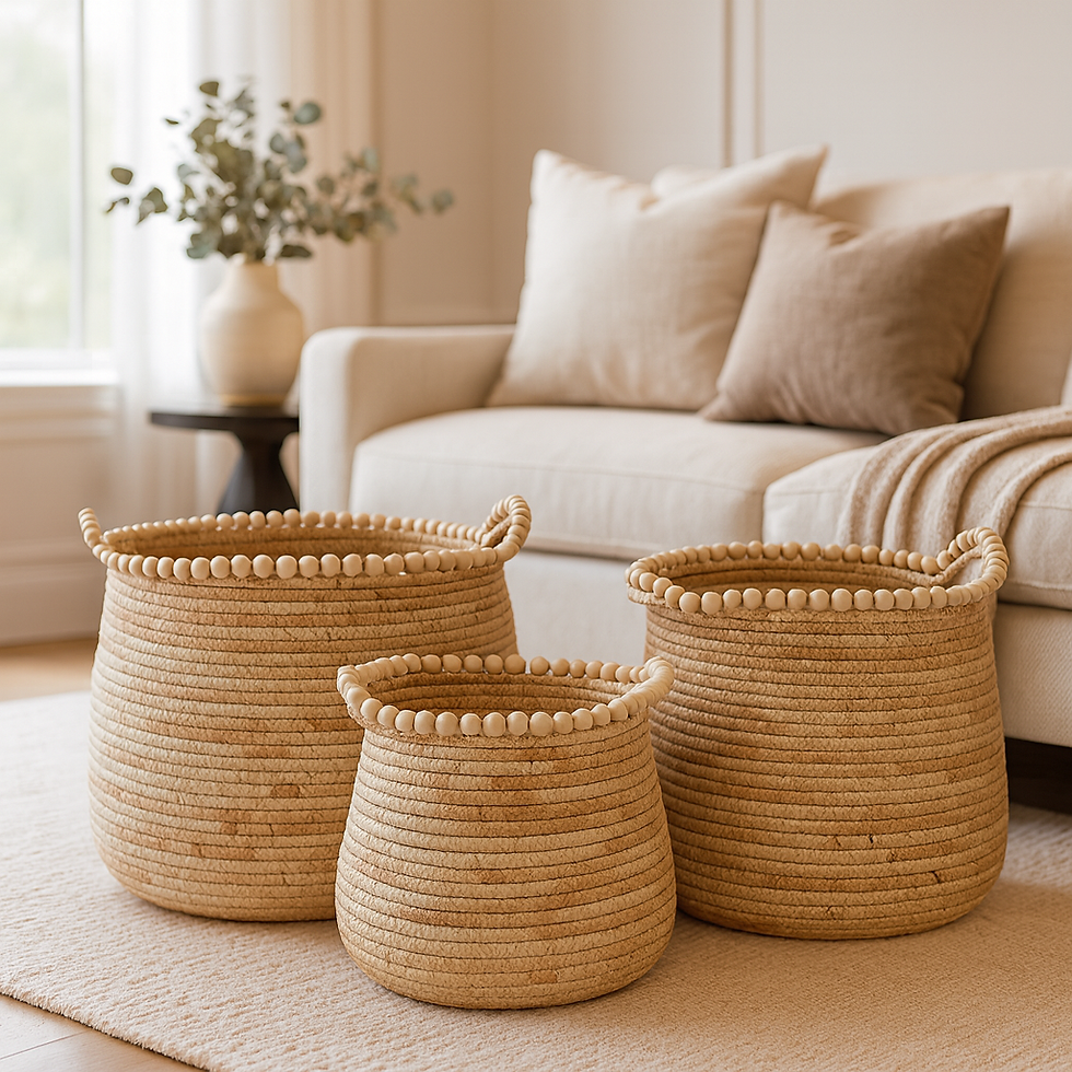 סט סלי ROYAL LOOP – קש טבעי עם חרוזי עץ מעוצבים