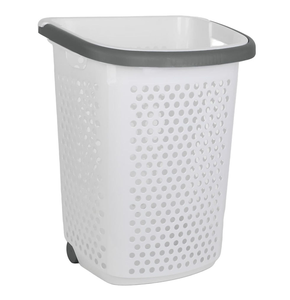 الصورة المصغرة: סל כביסה נייד 60 ליטר עם גלגלים – Clean Roll White 