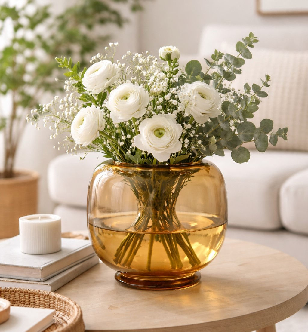 אגרטל זכוכית יוקרתי בגוון אמבר – LUXURY GLASS AMBER