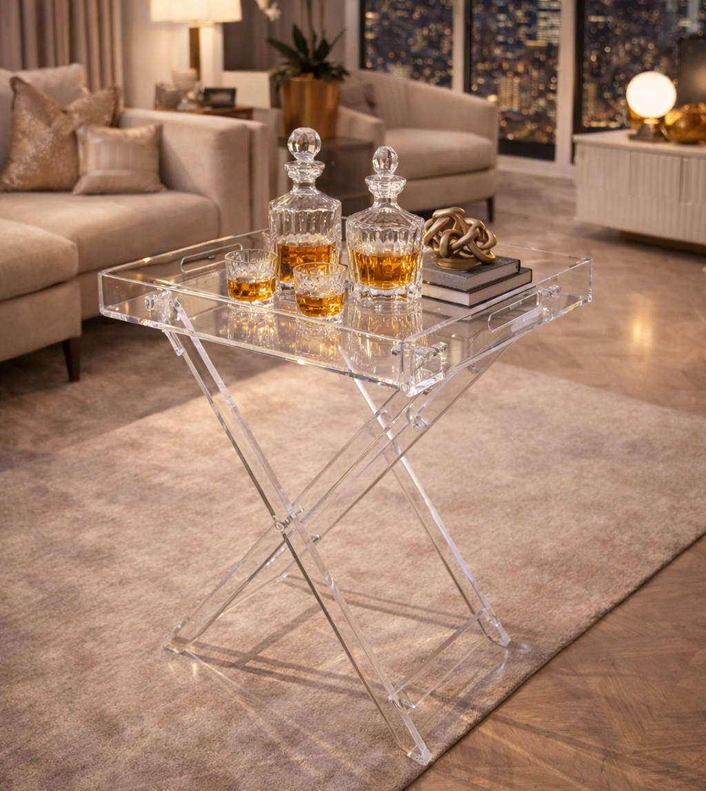 שולחן צד מתקפל אקריל שקוף CLEAR FOLD