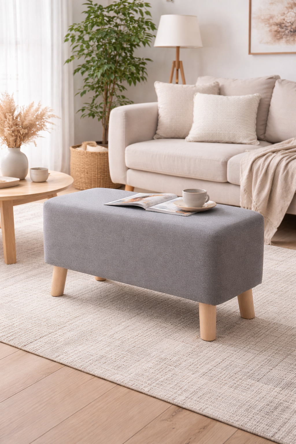 הדום ישיבה Nordic Soft – אפור עם רגלי עץ טבעי