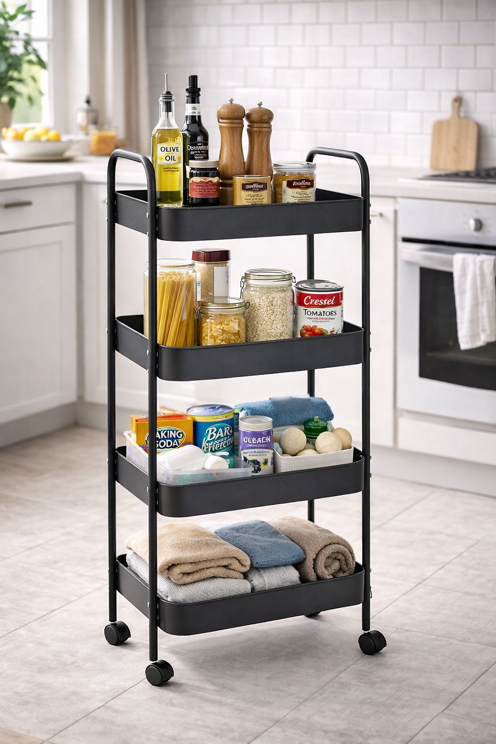 الصورة المصغرة: עגלה ניידת 4 קומות ממתכת – Urban Move Tall Black 