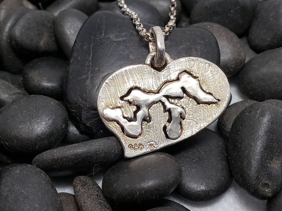 Thumbnail: Michigan Great Lakes Freeform Heart Pendant Argentium Silver (960)