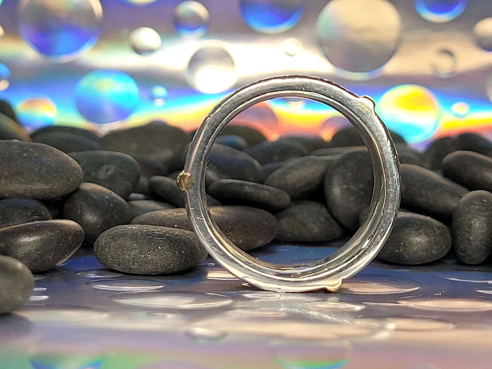 Thumbnail: Tufa Cast 8mm Band - Argentium Silver/14k yellow gold
