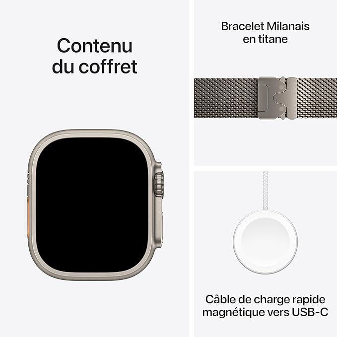 Miniature : Apple Watch Ultra 3 [GPS + Cellular 49 mm] boîtier Titane et Bracelet Milanais