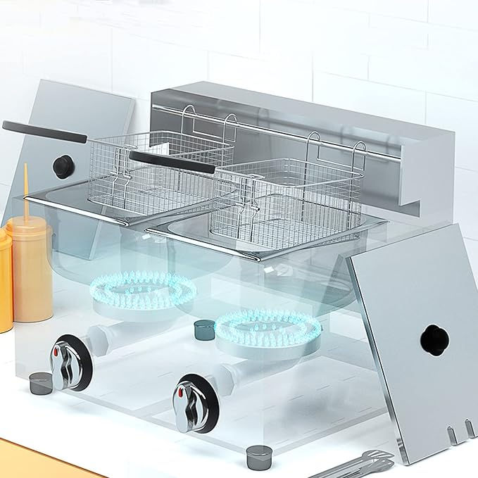 Miniature : DFGHNBVC Friteuse à gaz Commerciale, en Acier Inoxydable de Grande capacité avec