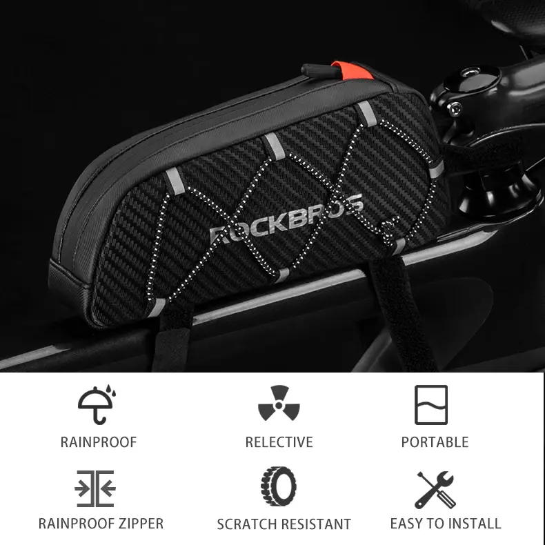 Miniatura: ROCKBROS Bike Bag Waterproof Reflective Front Top Frame Tube Bag Ultralight Bicy