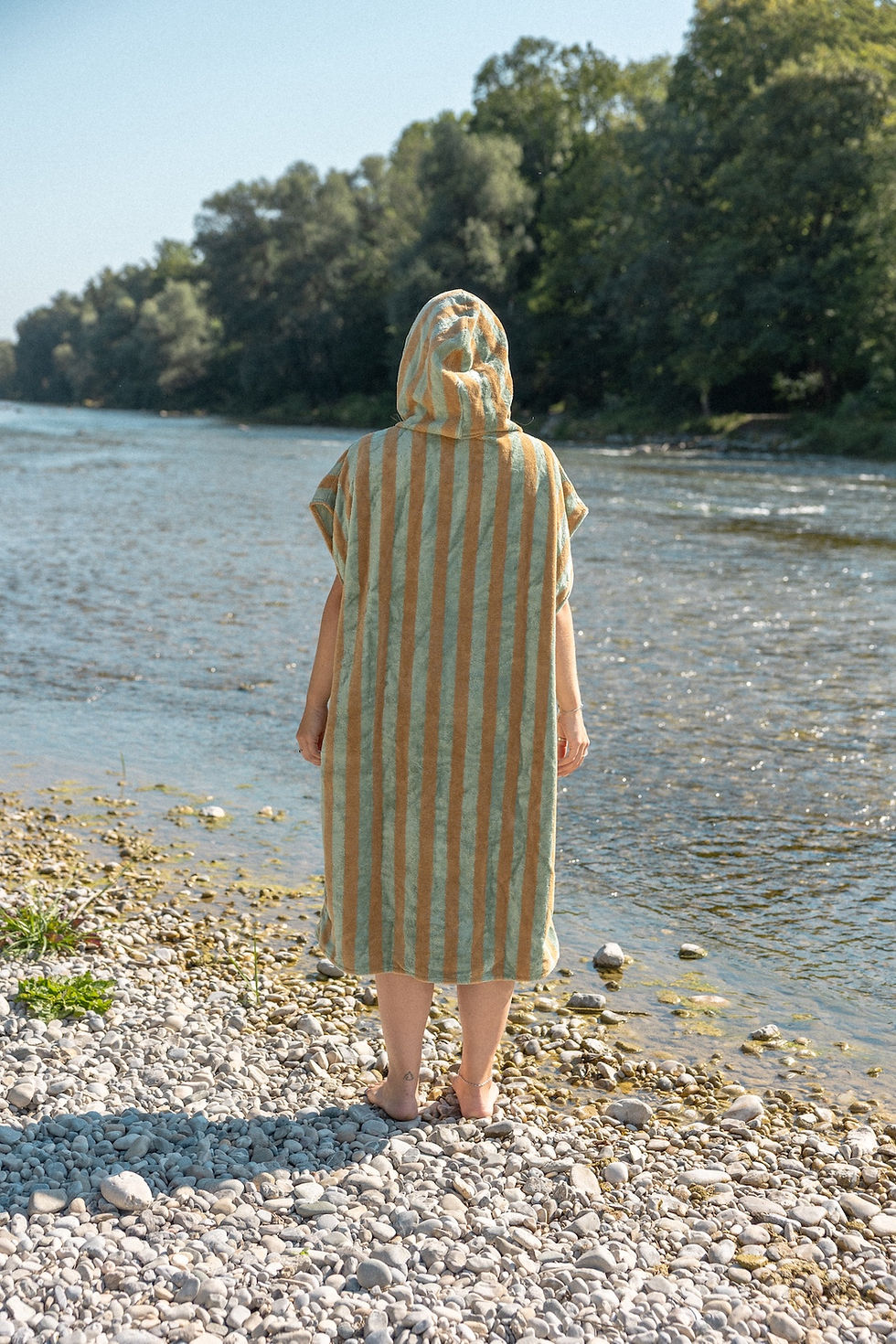 Thumbnail: SURF PONCHO - stripes green/ocker