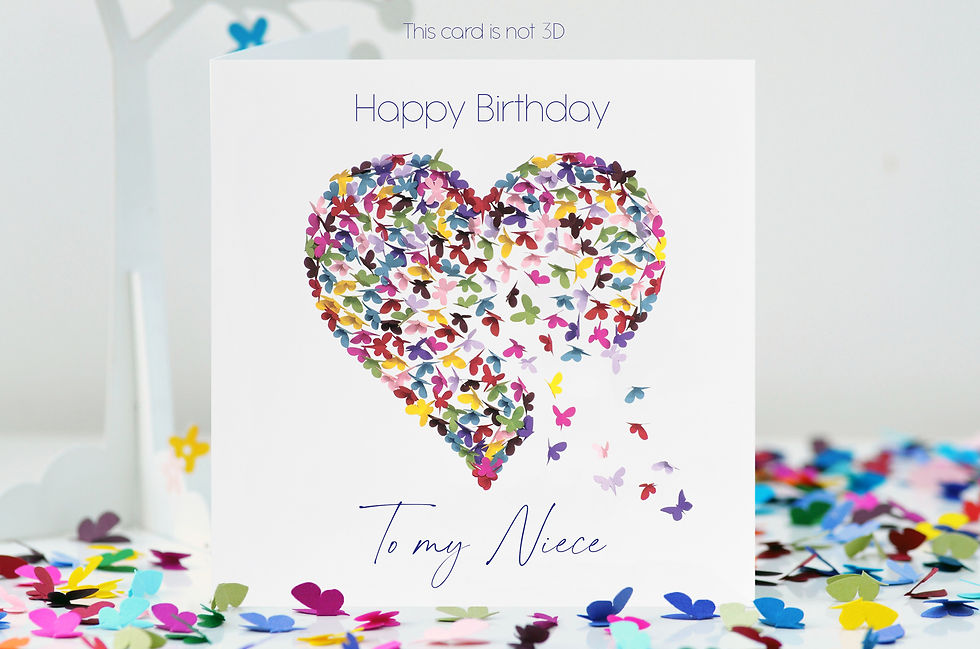 Niece Rainbow Butterflies Heart Happy Birthday To My Niece Card