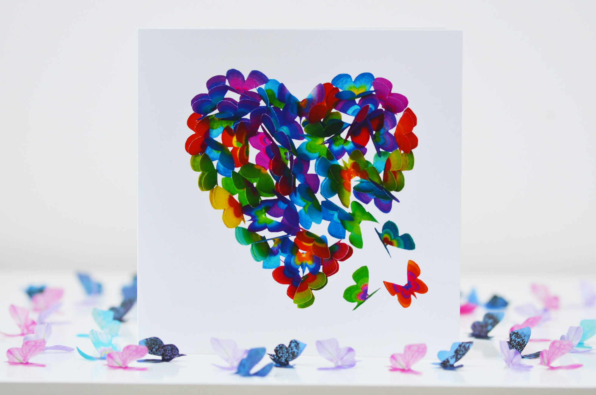 Multicoloured Butterfly Heart Butterflies Card