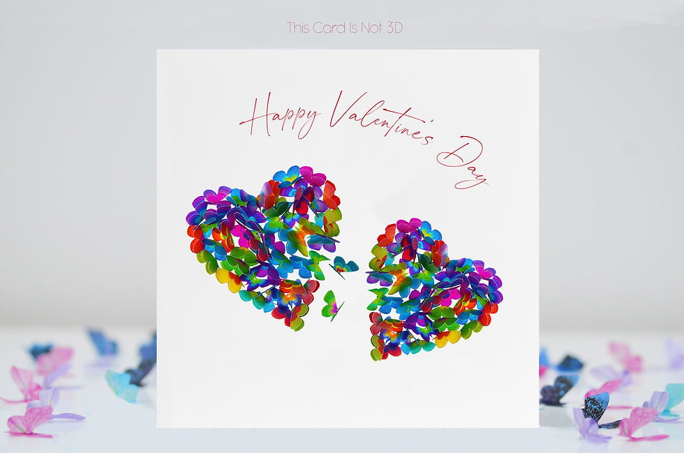 Multicoloured Butterfly Hearts Happy Valentine's Day Card (Valentines)