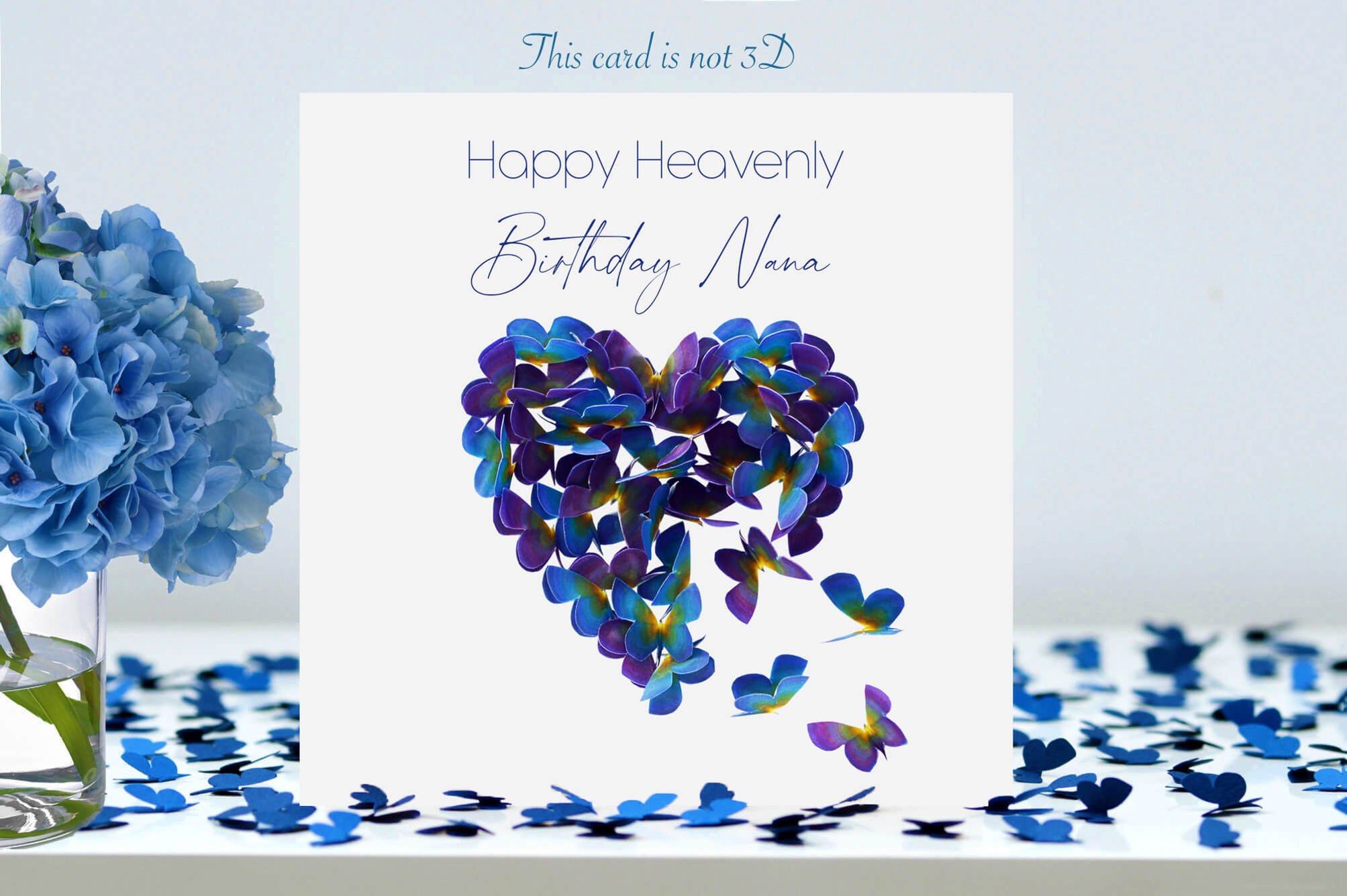 Heavenly Birthday Nana Butterfly Forget Me Not Heart Butterflies Card