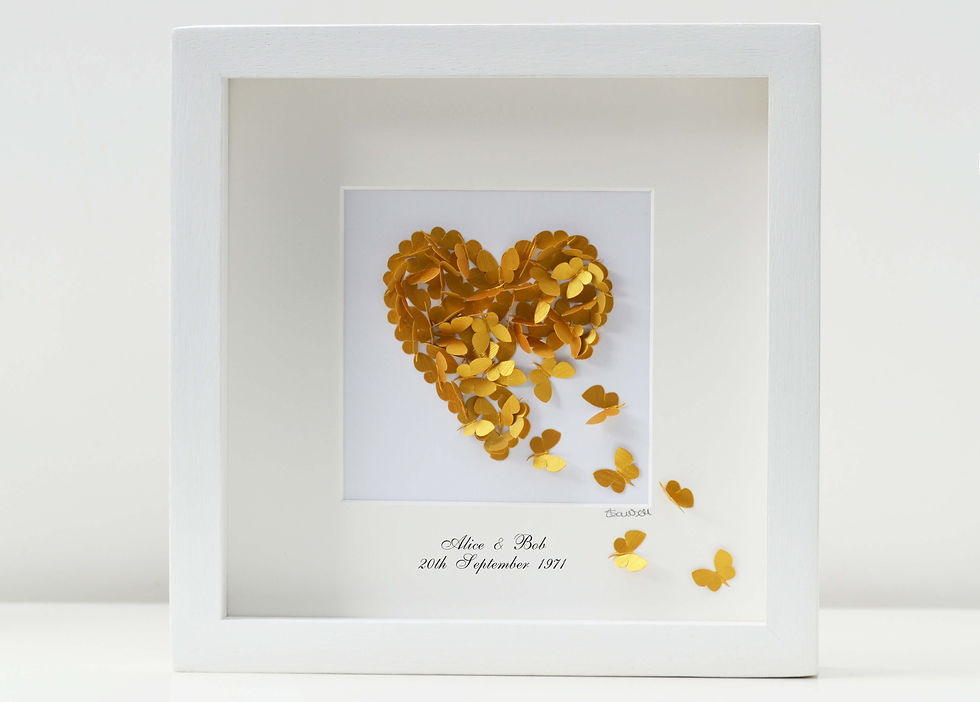 Thumbnail: Framed 3D Gold Butterfly Heart