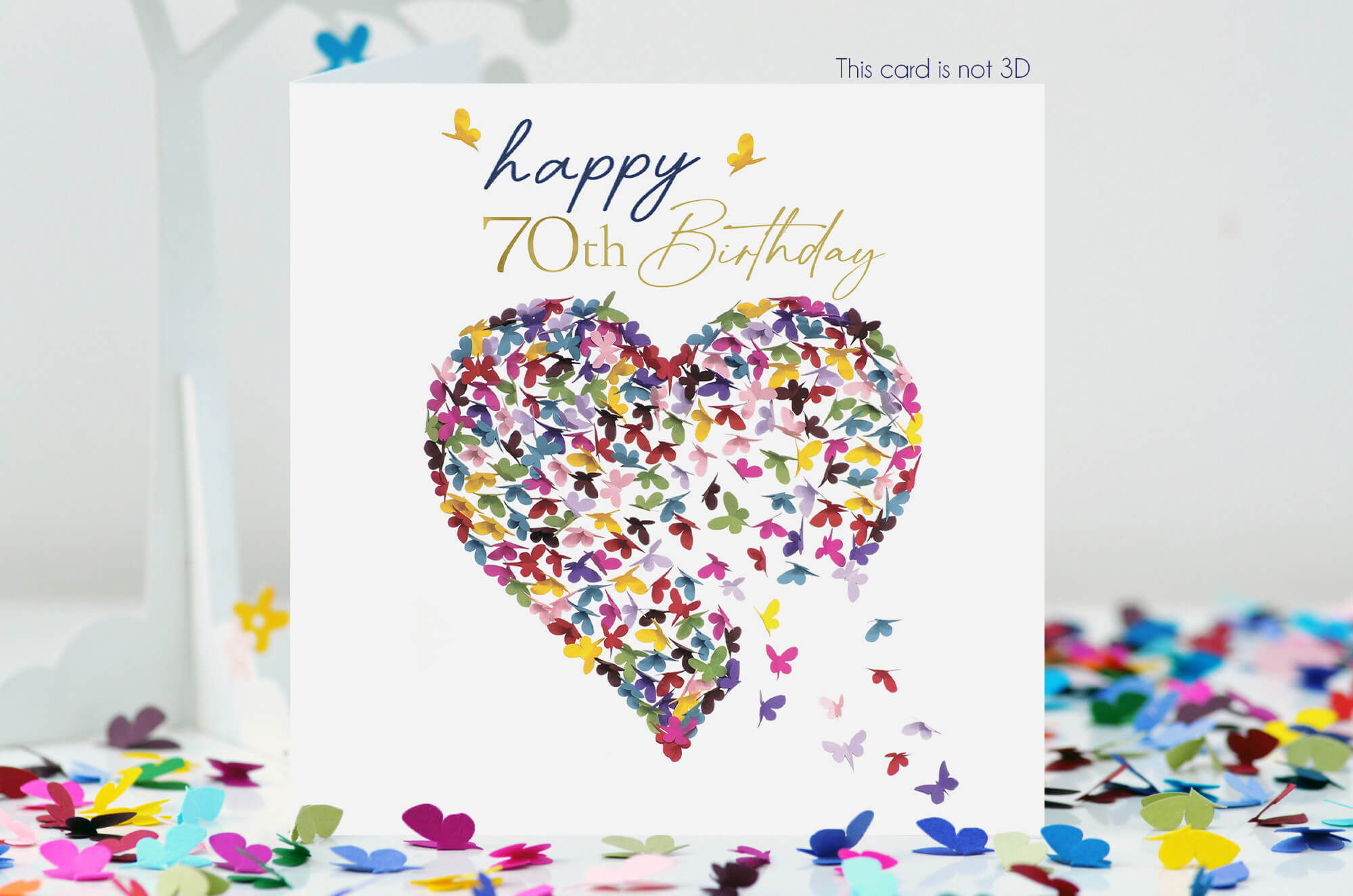70th Birthday Rainbow Butterfly Heart Butterflies Birthday Card