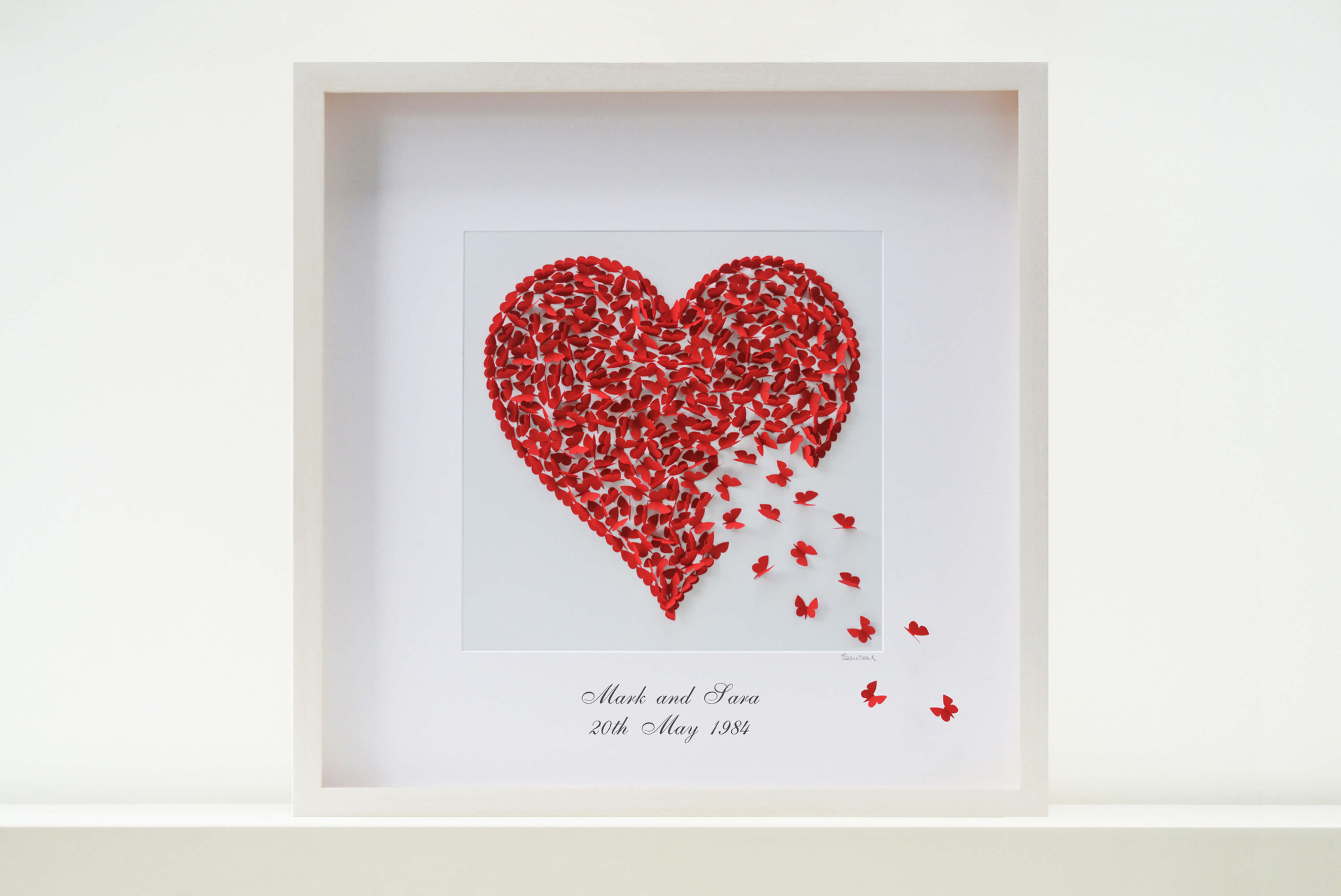 Ruby Red Butterfly Heart Picture (50x50cm)