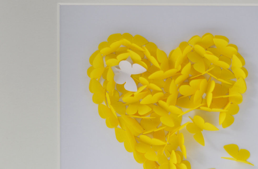 Thumbnail: Framed 3D Yellow Butterfly Heart with Accent White Butterfly