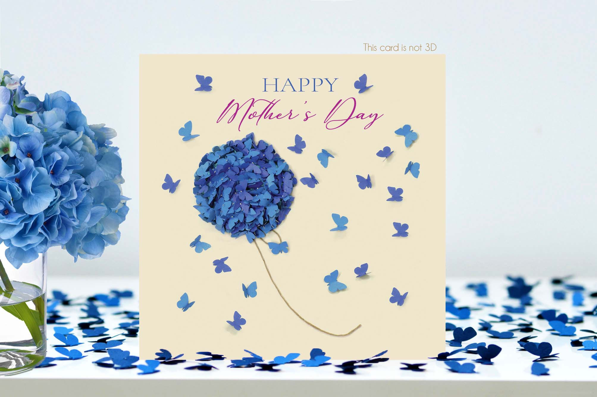 Mother's Day Butterfly and Blue Hydrangea Butterflies Card