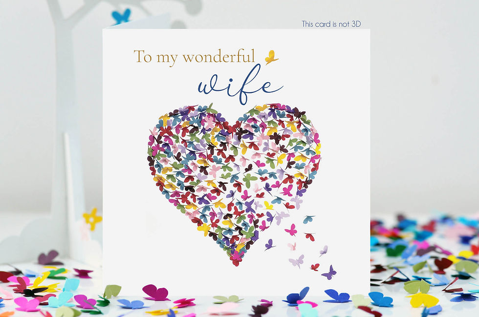 Wife Rainbow Butterfly Heart Butterflies Card