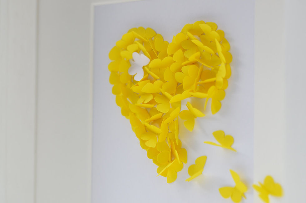 Thumbnail: Framed 3D Yellow Butterfly Heart with Accent White Butterfly