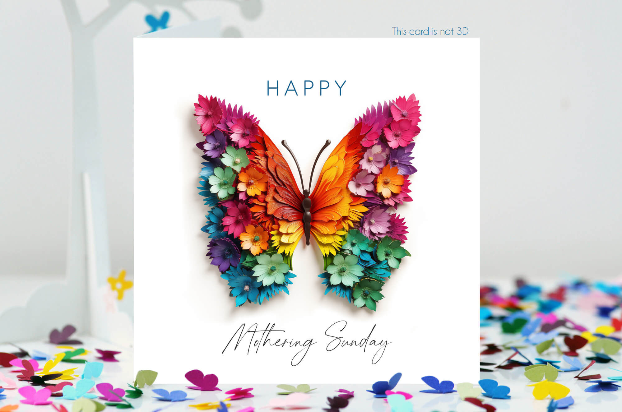 Mothering Sunday Card With Beautiful Butterfly with Flower Design Wings, NO