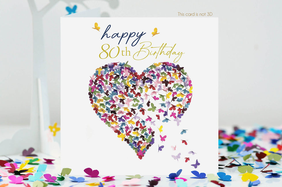 80th Birthday Rainbow Butterfly Heart Butterflies Birthday Card