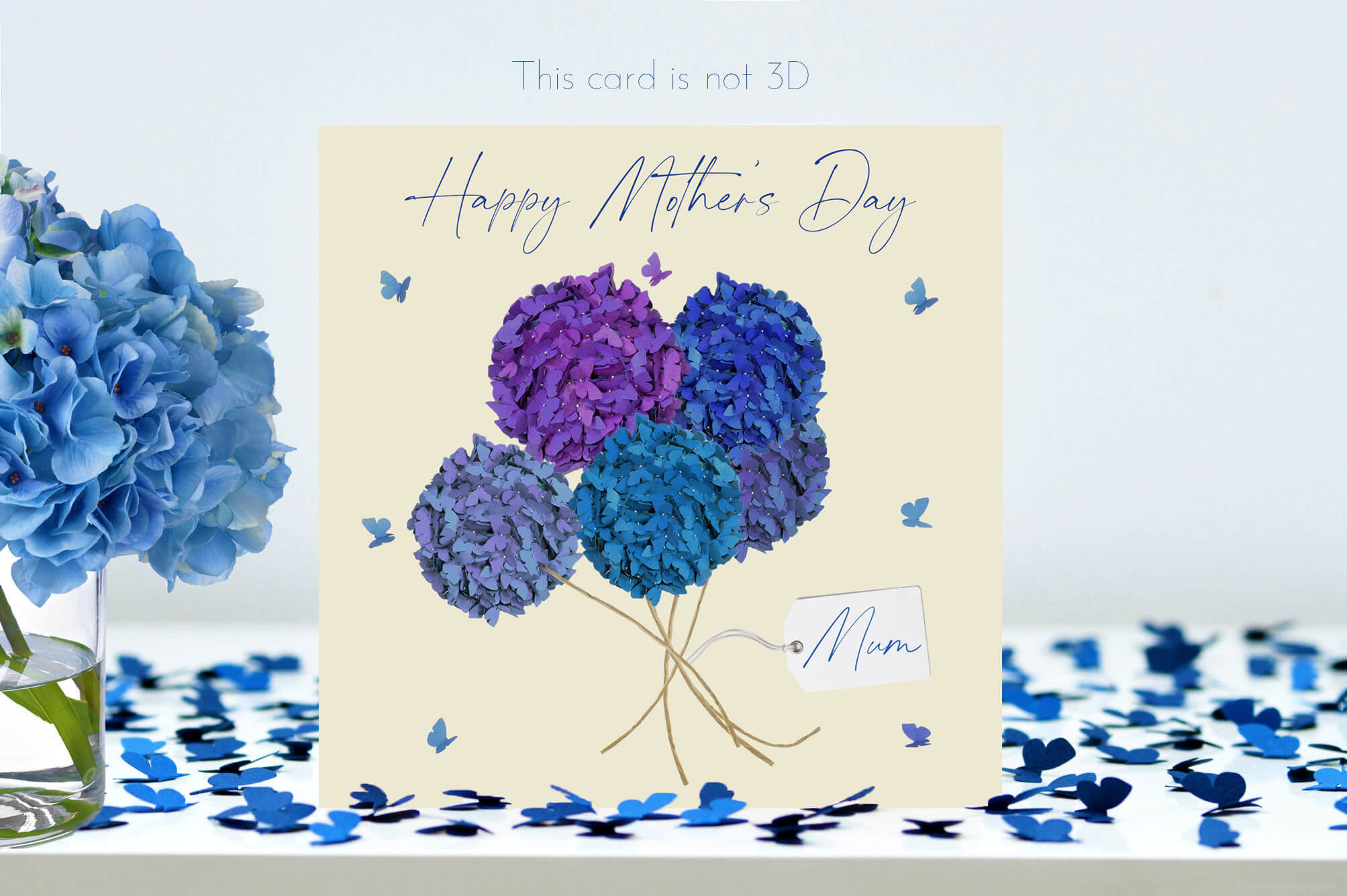 Happy Mother's Day Mum Butterfly and Hydrangea Boquet Card