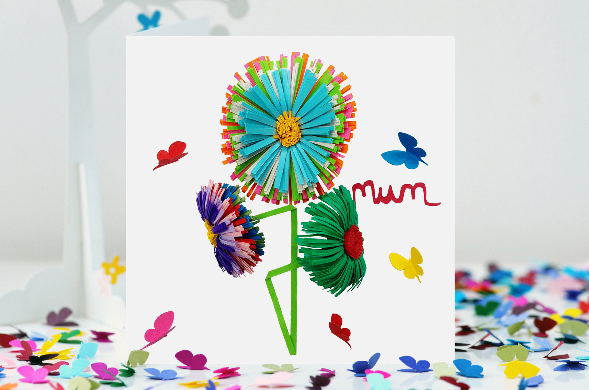 Daisy and Butterflies Mum Multicoloured Card