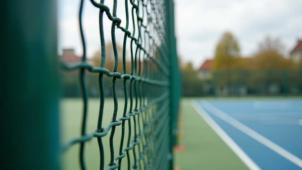 Close-up view of acoustic fencing panels installed around a sports court