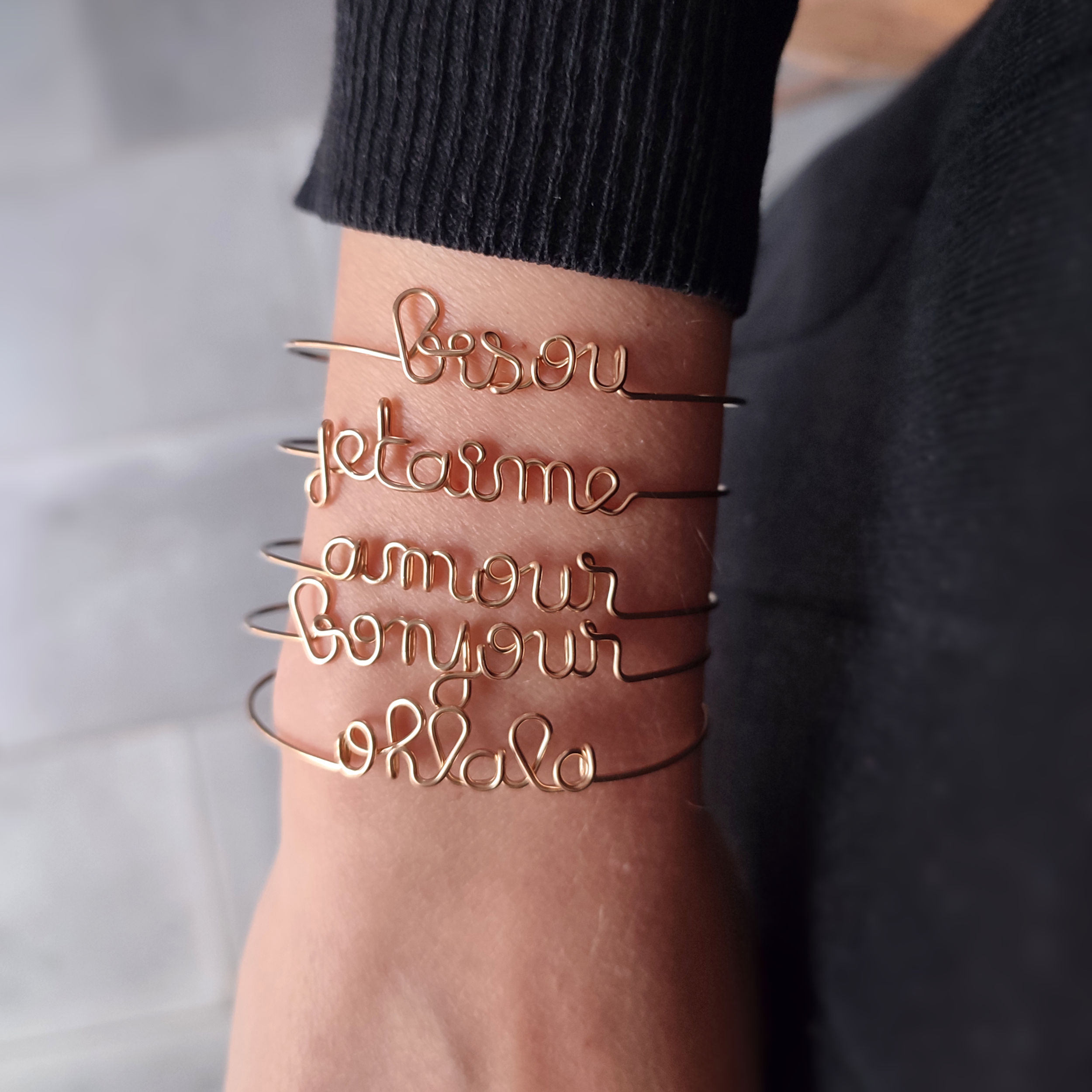 bracelet jonc message amour