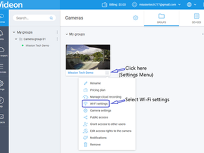 How to change Wi-Fi settings for Mission Tech Wi-Fi Cube Camera on iVideon Cloud – Model 3MP-Cube-Wi