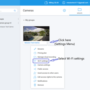 How to change Wi-Fi settings for Mission Tech Wi-Fi Cube Camera on iVideon Cloud – Model 3MP-Cube-Wi
