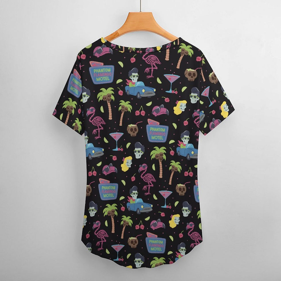 Thumbnail: Ice Silk V-Neck T-Shirt - Phantom Flamingo