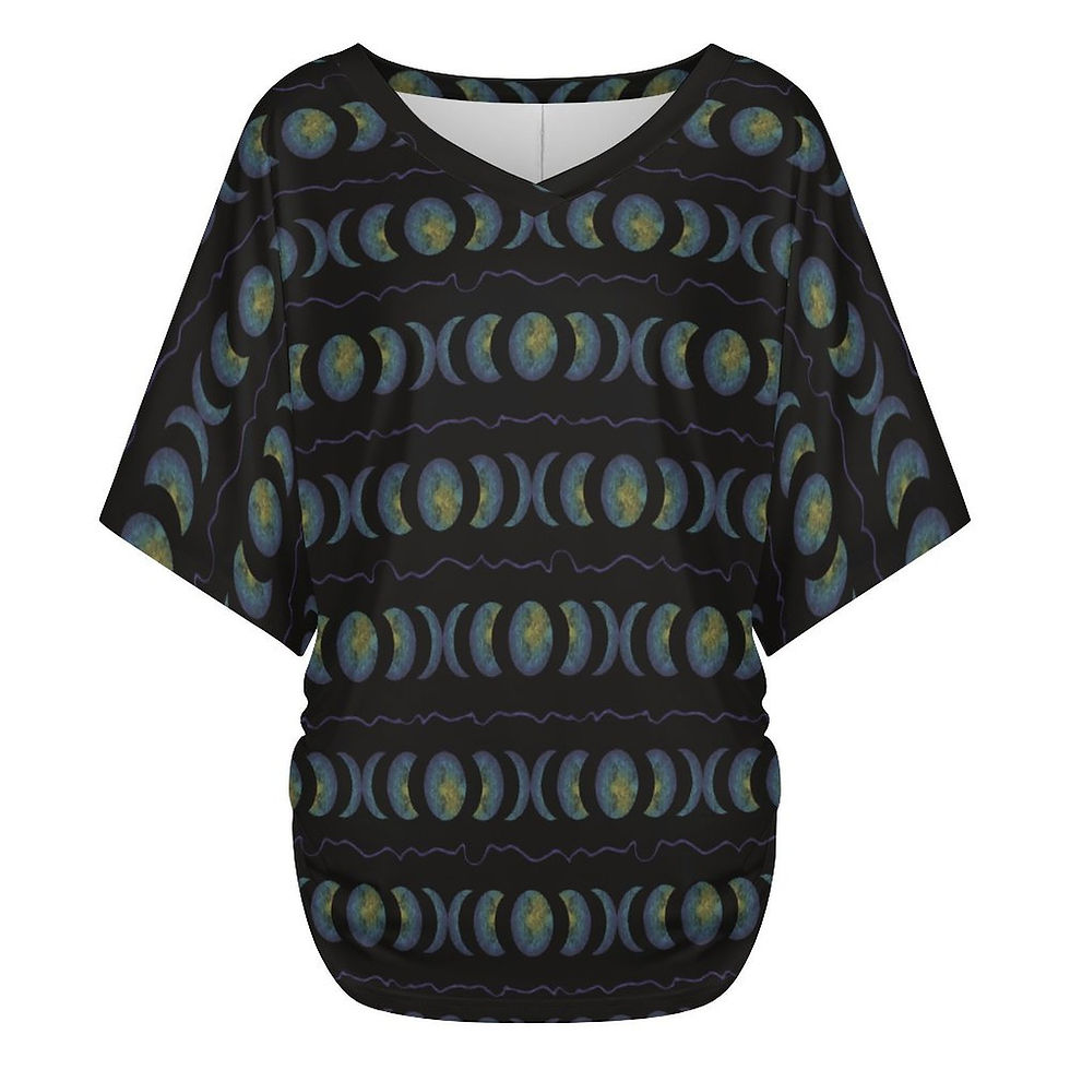 Thumbnail: V-Neck Batwing Sleeve T-Shirt - Moon Magice