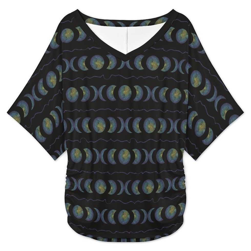 Thumbnail: V-Neck Batwing Sleeve T-Shirt - Moon Magice