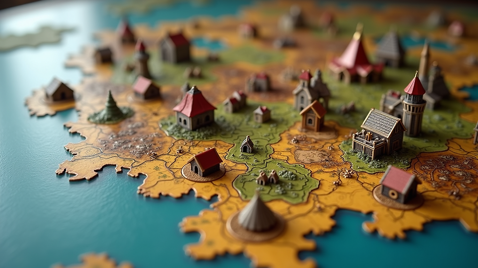 Eye-level view of a fantasy strategy game map showing allied territories