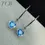 Thumbnail: Sparkling Ice Blue Mini Heart Charm Earrings: Sterling Silver 925